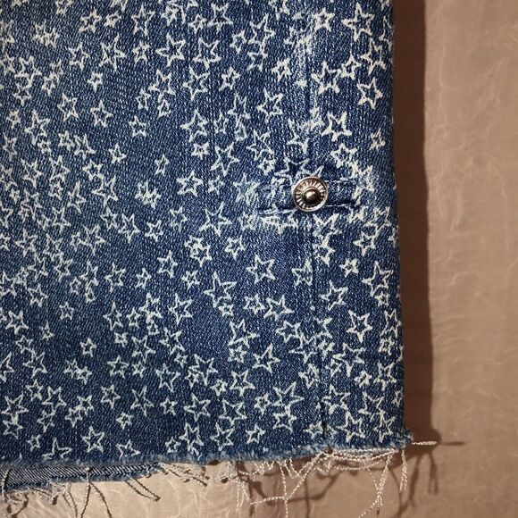 𝑮𝑽 6 Custom Rare Star Print Raw Hem Mom Amanda Blue White Shorts - Picture 6 of 11